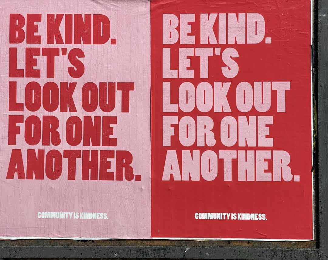 Posters with colors inverted related to community kindness